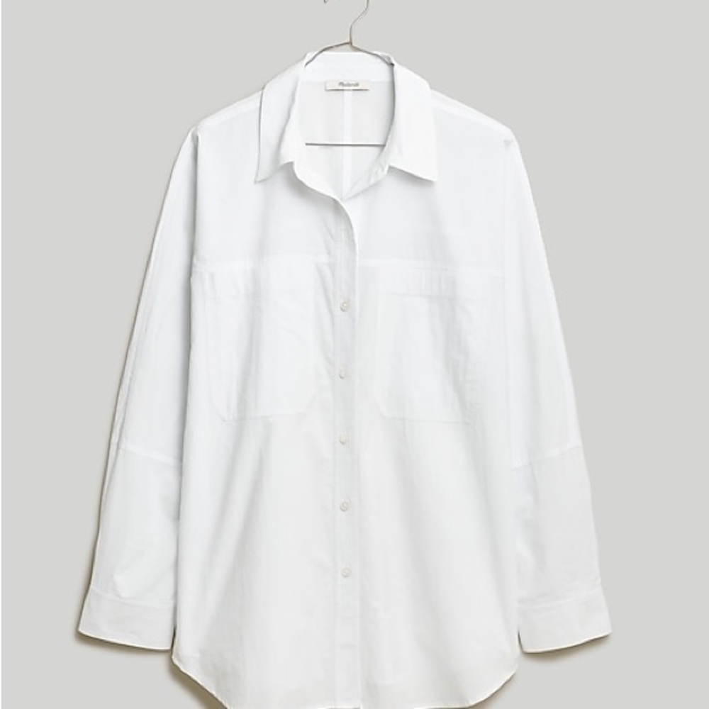 New Madewell Signature Poplin Oversized Shirt Sz M